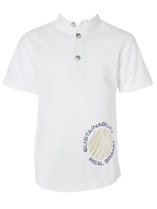 White printed pique polo shirt for boys