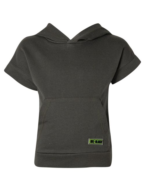 Short-sleeved khaki hooded sweatshirt for boys